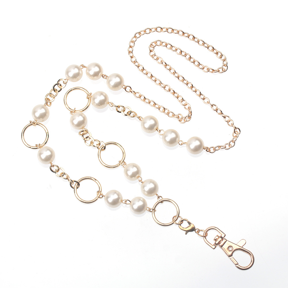 Beads Lanyards Badge Lanyards with ID Holder Keychain Holder Necklace Lanyards for Women Girl: Gold