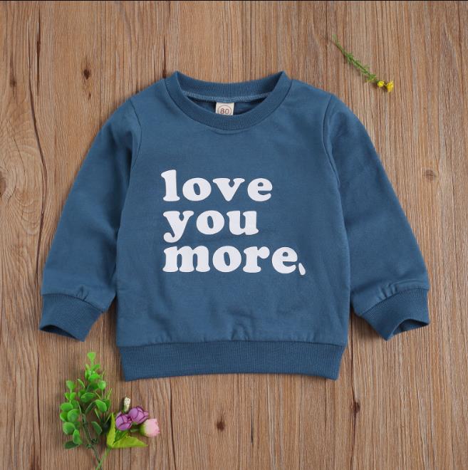 Sudaderas de manga larga con cuello redondo para niños y niñas, suéter informal con letras estampadas, abrigos, Tops: Azul / 3 años
