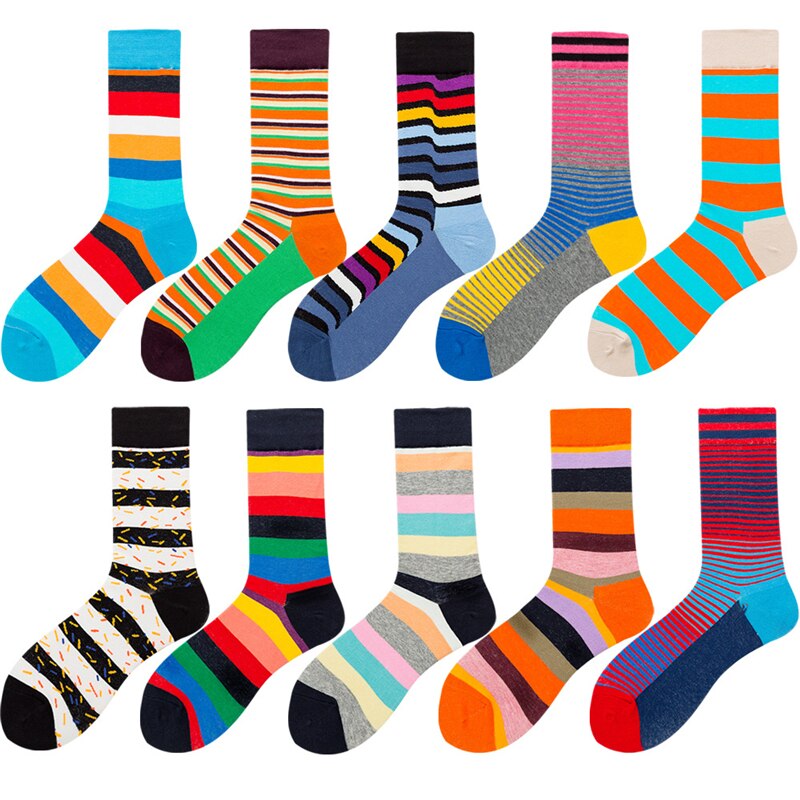 Men Socks Combed Cotton Colorful Happy Funny Sock Casual Long Mens Compression Socks Calcetines Ciclismo Hombre