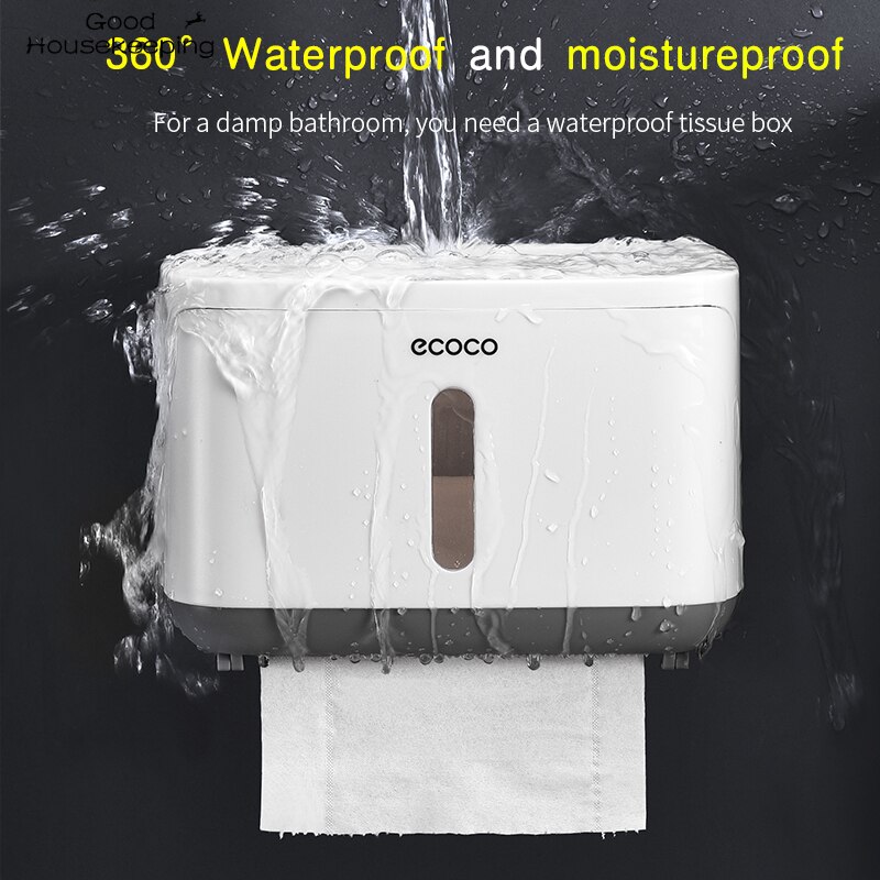 Vægbeslag toiletpapirholder vandtæt bakke rulletoiletpapirholder multifunktionel badeværelsesarrangør