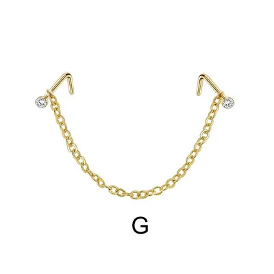 Novo nariz duplo piercing corrente nariz para narina piercing aço inoxidável nariz parafuso prisioneiro decoração brinco piercing corrente feminina