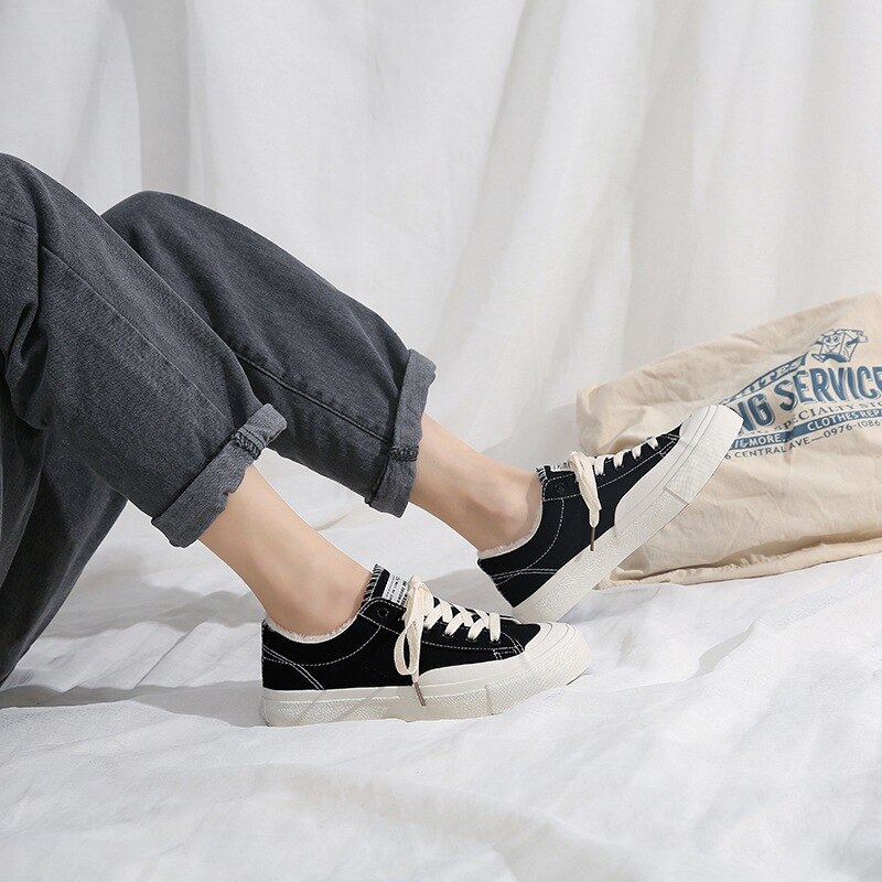 Hiver velours fourrure baskets femme chaussures décontractées coton rembourré baskets fourrure toile vulcaniser nouvelles femmes à lacets couture: 40