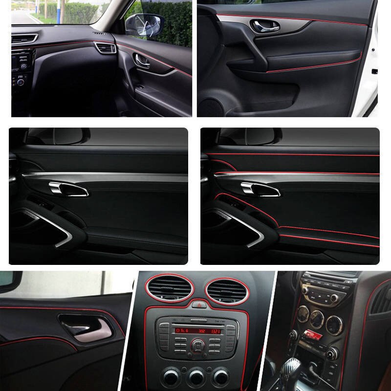 Scraper Car Interior Sticker Line DIY PVC Flexible Cut-To-Fit Decor 5M Red Styling Strip Trim Moulding