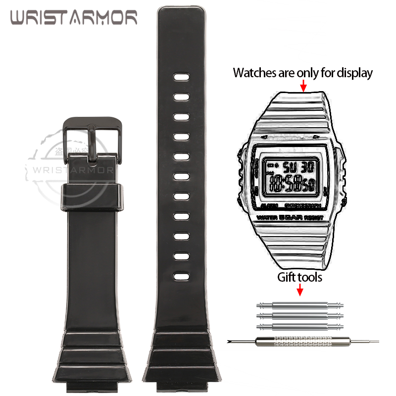 Harz-Uhrenarmband für Casio W-215H W215H W-217H F105W F108WH Uhrenarmband Ersatzarmband 18 mm Gummiarmband: Silber weiß