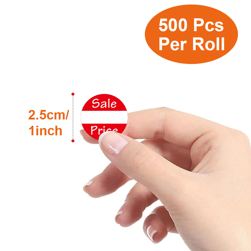 100-500 Uds. Etiquetas adhesivas de precios de venta rojas pegatinas de papel adhesivas redondas para hornear pasteles tienda minorista pegatinas de precios de descuento
