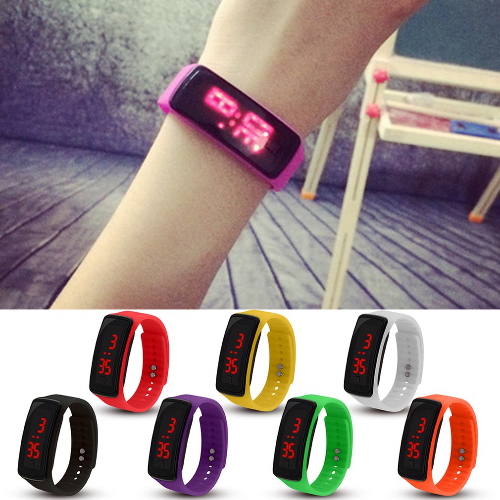 Relojes deportivos LED para hombre y mujer, de silicona de Color caramelo, con pantalla táctil, relojes digitales, pulsera impermeable, reloj de pulsera para niños