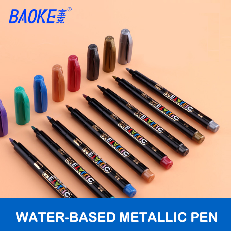 Rotulador metálico de 8 colores, rotulador de pintura al agua, pincel de dibujo permanente, bricolaje, álbum de fotos, papel de vidrio, marcador de Color, de dibujo