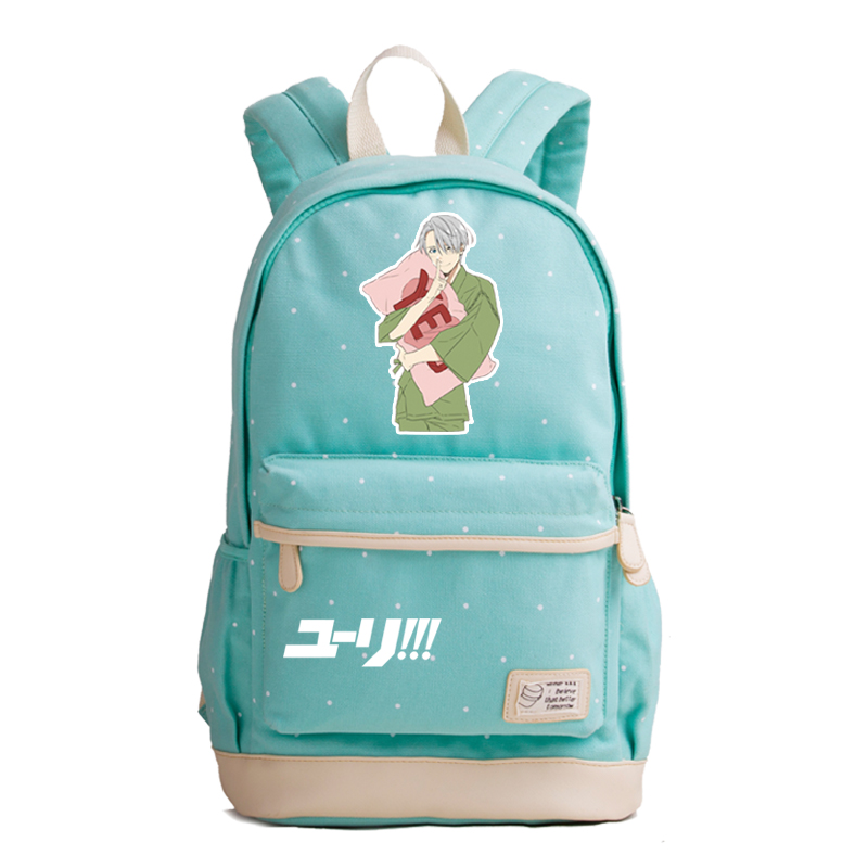 Mochila escolar de lona de verano YURI ON ICE para chicas adolescentes mochila con estampado de Anime Victor Nikiforov mochila Kawaii para mujer