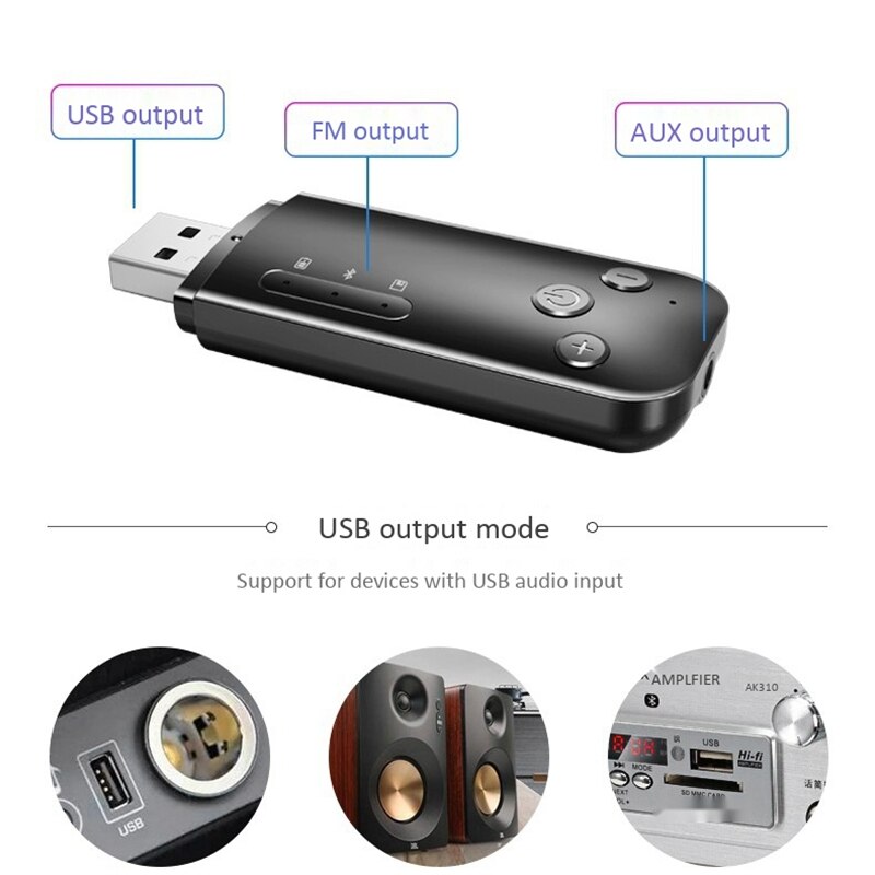 2 w 1 mini odbiornik adapter Bluetooth 5.0 o odbiornik, aby włączyć głośnik Aux samochód z Usb Bluetooth Stick