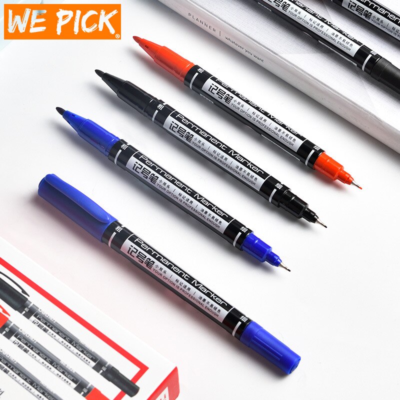 3Pcs Waterproof Permanent dual Tip 0.5/1.0 mm Nib Black Blue Red Art Marker Pens Student School Office Stationery