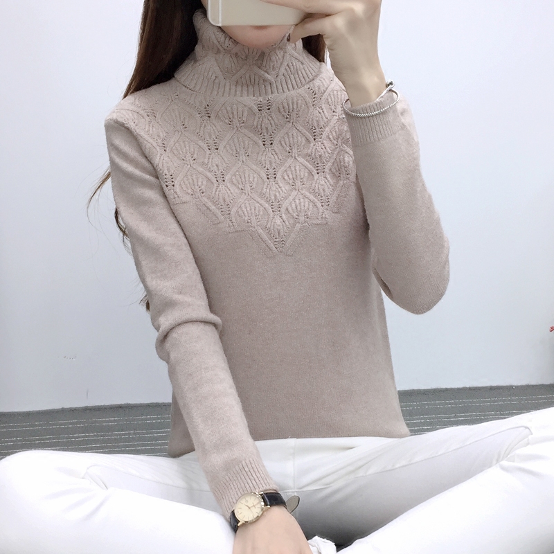 Sweaters And Pullovers For Women Autumn Winter Solid Turtleneck Knitwear Sweater Female Casual Elastic Slim Warm Coat Femme