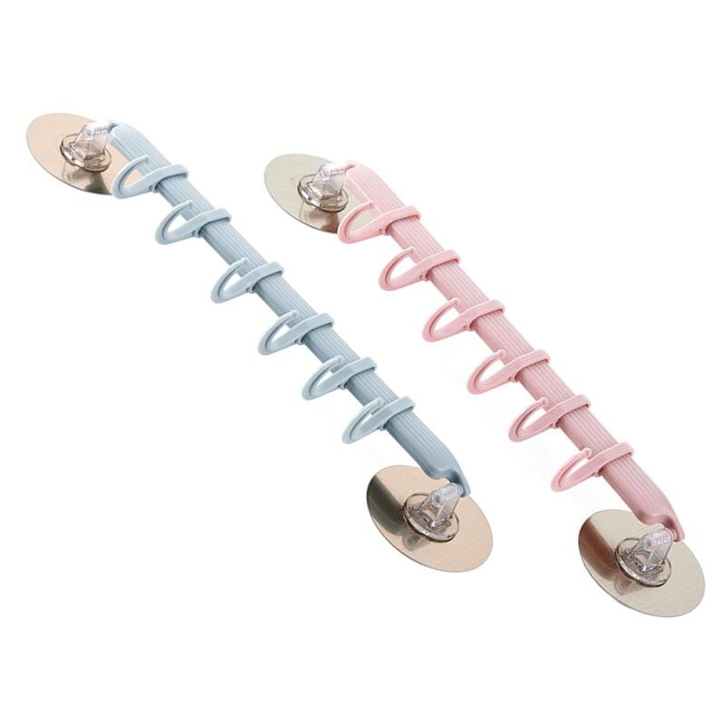 1Pcs Wall Corner Strong Adhesive Hook 6 Hooks Up Wall Rails Towel Shelf Rack For Bathroom Kitchen Cabinet Storage Strong Sticky