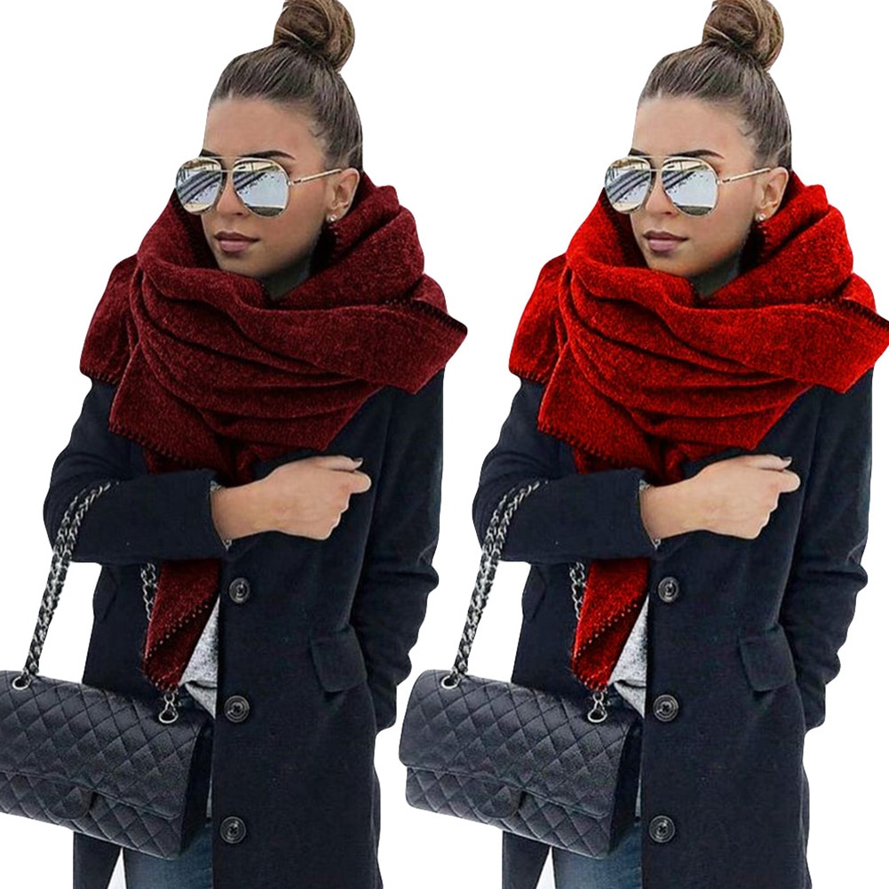 Bufanda de 200cm para otoño e invierno, bufanda de lana de Color liso para mujer, chal cálido, envoltura para el cuello al aire libre a prueba de viento, accesorio suave para bufandas