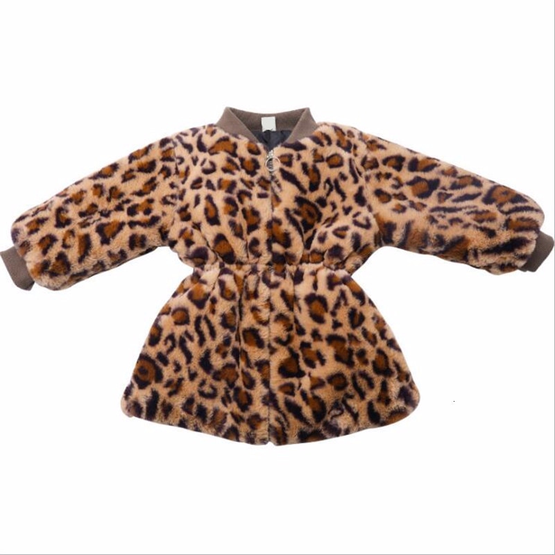 LILIGIRL Meisjes Bont Jas Luipaard Baby Kids Katoen Uitloper Jas Prinses Lange Jassen voor Kinderen Winter Kleding