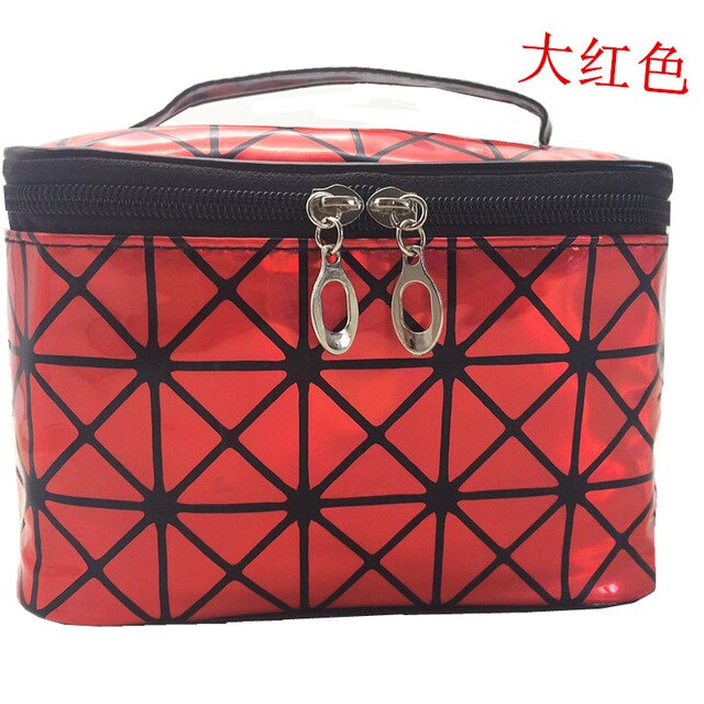 Multifunctional geometric cosmetic bag Women Leather waterproof cosmetic makeup bag travel organizer for toiletry bag: 7