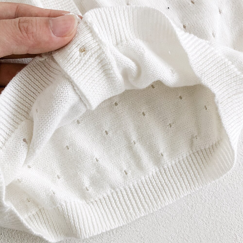 Sommer neugeborenen baby strickjacke Baby Mädchen Süße Prinzessin Einfarbig Kurzarm Gestrickte Hohl Dünne strickjacke