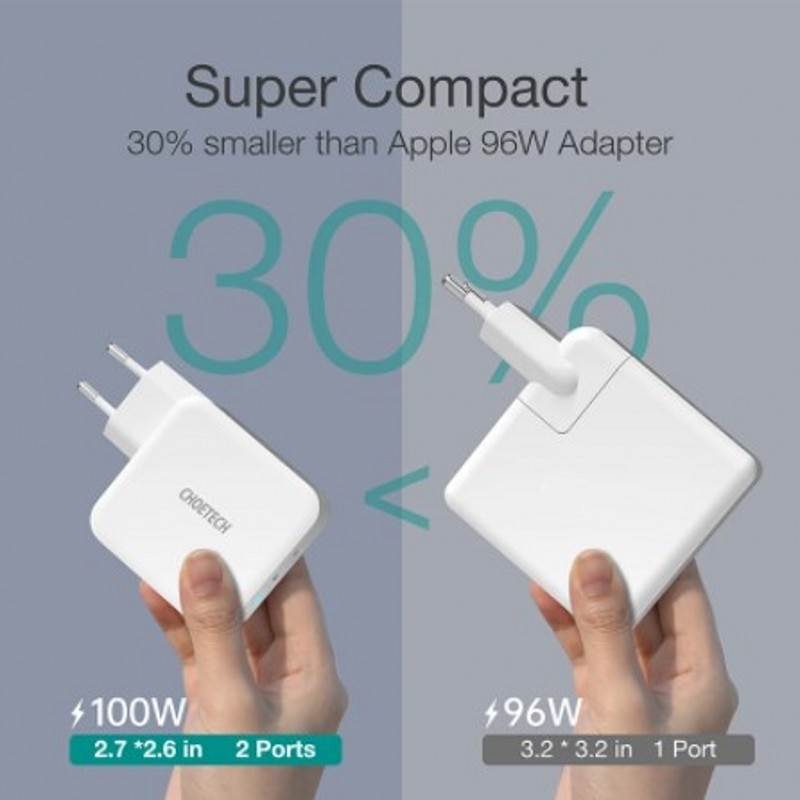 CHOETECH PD 100W GaN Dual USB Type C Charger for MacBook Air iPad iPhone 12 Pro Samsung Huawei ASUS Wall Charger for Lenovo DELL