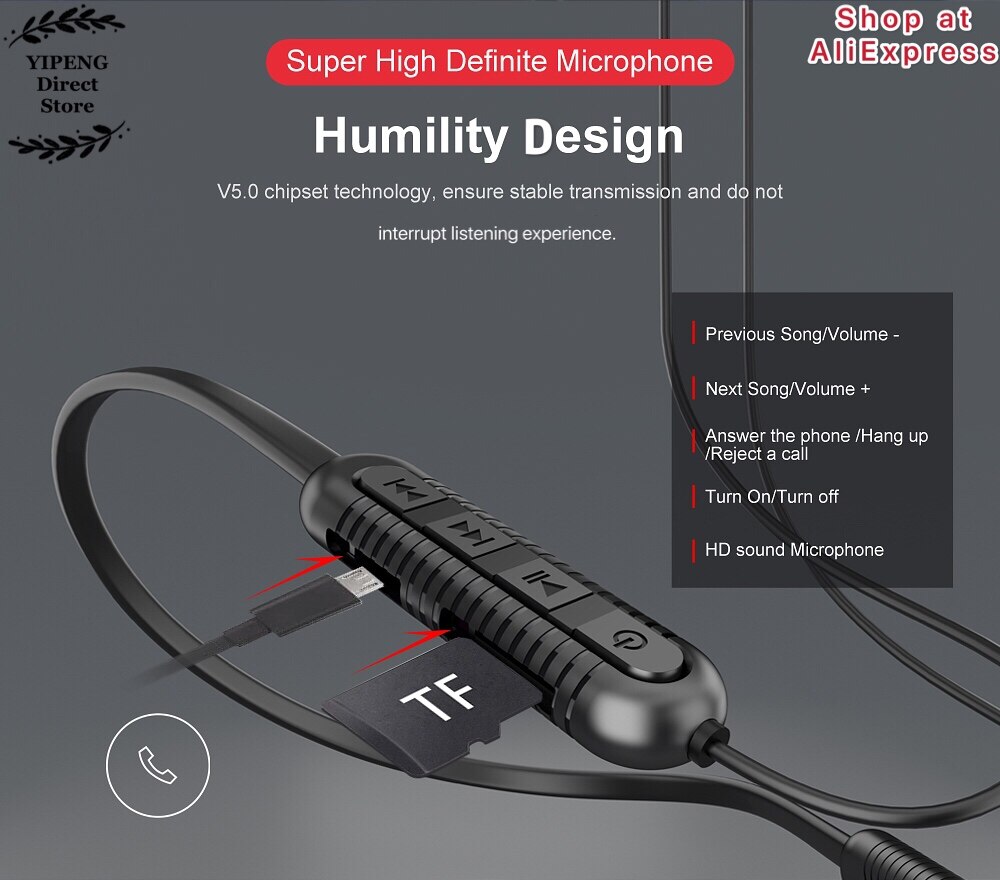 OVLENG S19 Wireless Bluetooth Earphones Sport Neckband Earbuds with Microphone as MP3 Player Walkman Handsfree for Smart Devices