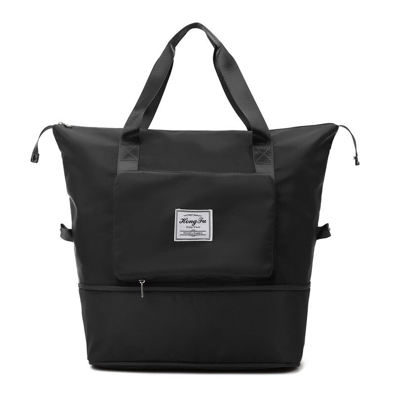 Erittäin suuri kapasiteetti kokoontaitettava laukku matkakassit kantaa kantaa matkatavaroiden säilytys käsilaukku vedenpitävä duffel setti naisille: Musta