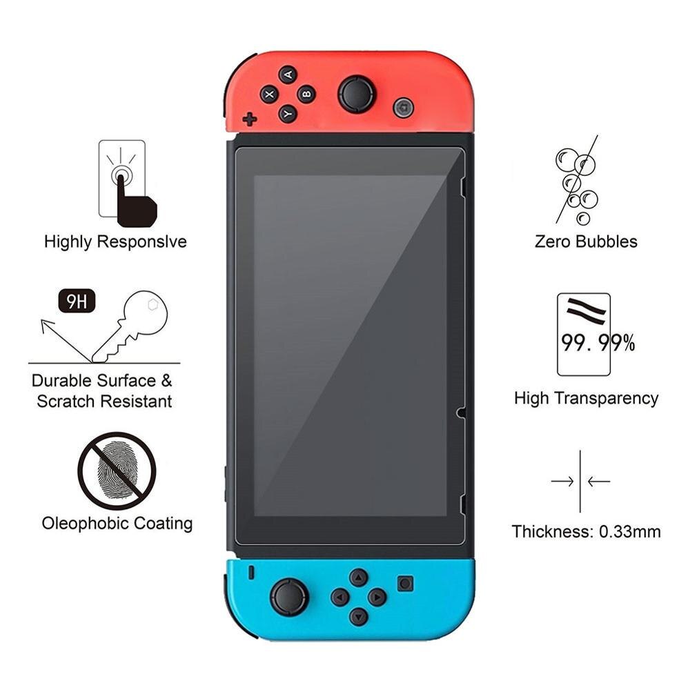 2 st ultraklart härdat glas slim 9h anti-repor skärmskydd för nintend switch tillbehör till skärmskydd av klart glas