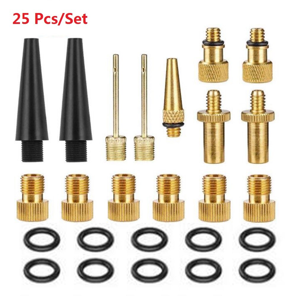 Fiets Valve Adapter Set Sv Av Dv Fiets Pomp Naalden Adapter Fiets Tire Inflator Luchtpomp Compressor Fiets Valve Converter: 25pcs set