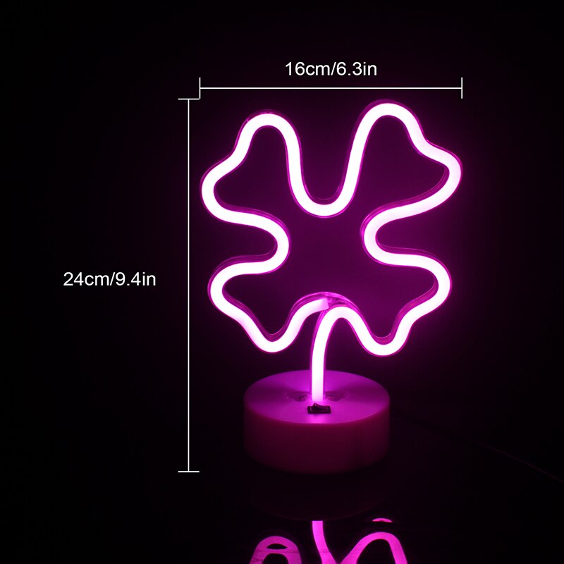 Wanxing Klavertje Vier Lichten Neon Led Neon Borden Met Usb Of Batterij Aangedreven Kinderkamer Kerst Bruiloft Decoraties