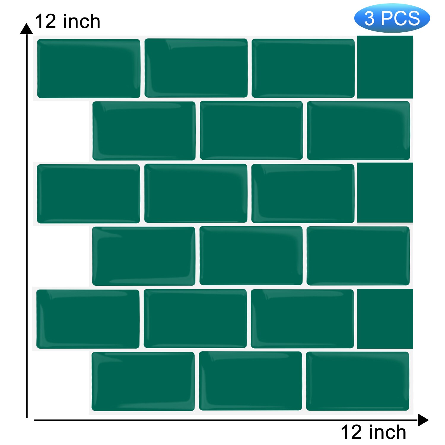 EasyTiles Kitchen Stickers Subway Oblong Vinyl 3D Wallpaper Waterproof Peel And Stick Wall Tiles - 3 Sheets: T80044