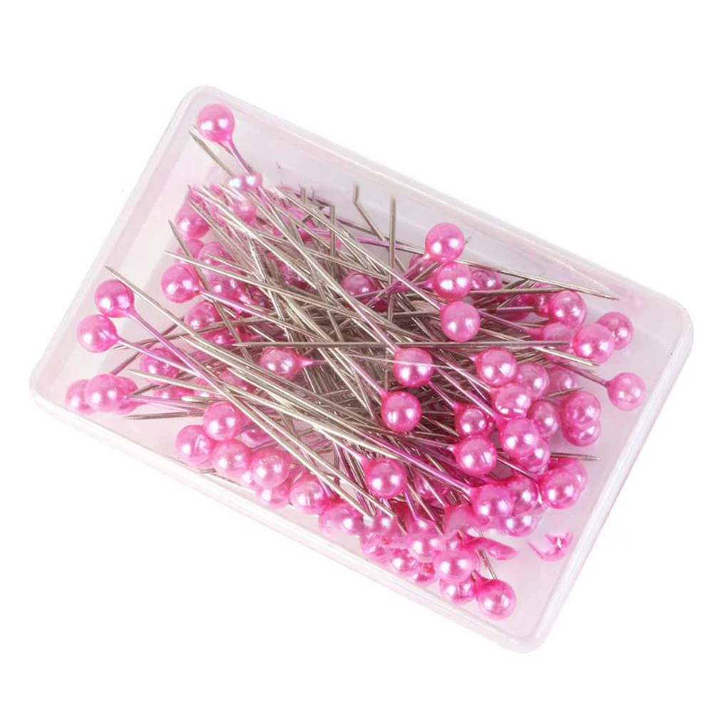 100Pcs/Box Colorful Round Pearl Head Needles Stitch Straight Push Sewing Pins Dressmaking DIY Accessories Positioning Tools: SKY BLUE