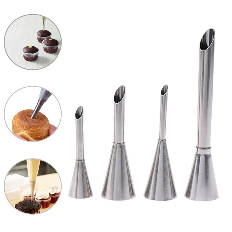 4 pièces Eclairs bouffée buse Cupcake injecteur pâtisserie seringue crème tuyauterie pointe buses Kit gâteau Dessert équipement de confiserie outils
