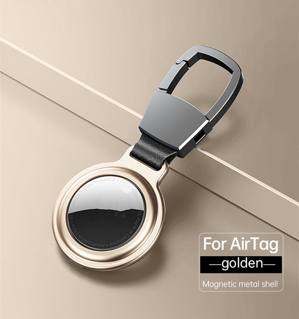 Metal Magnetic Adsorption Case for Apple Airtag Protective Cover Tracker Accessories Anti-scratch Sleeve Keychain For Air tags: Sand Pink