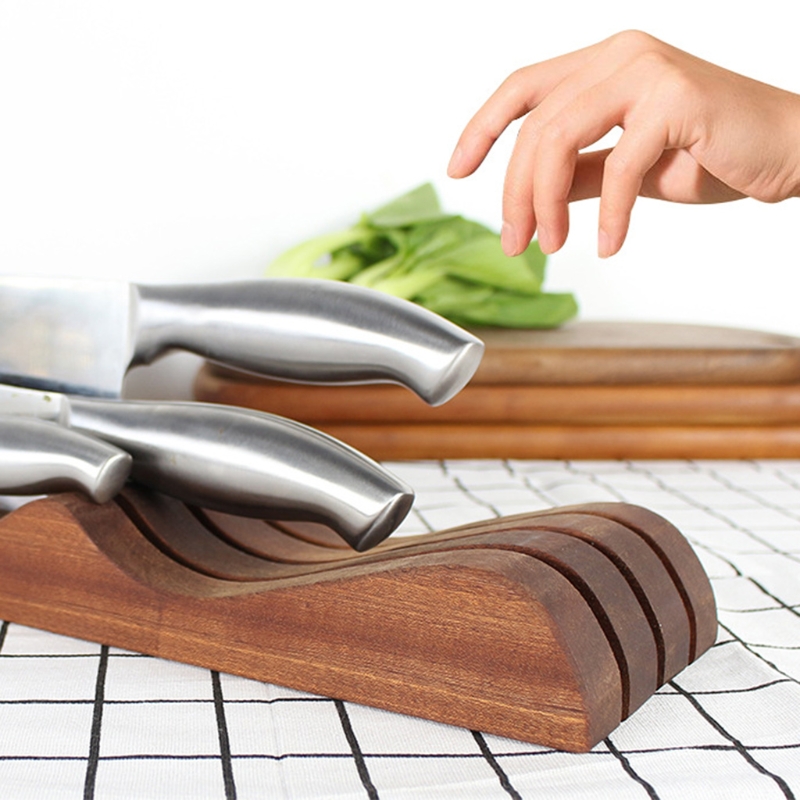 Ebony Knife Block Holder In-Drawer Knife Drawer Organizer Butcher Knife Storage Holder Rack Kitchen Tool