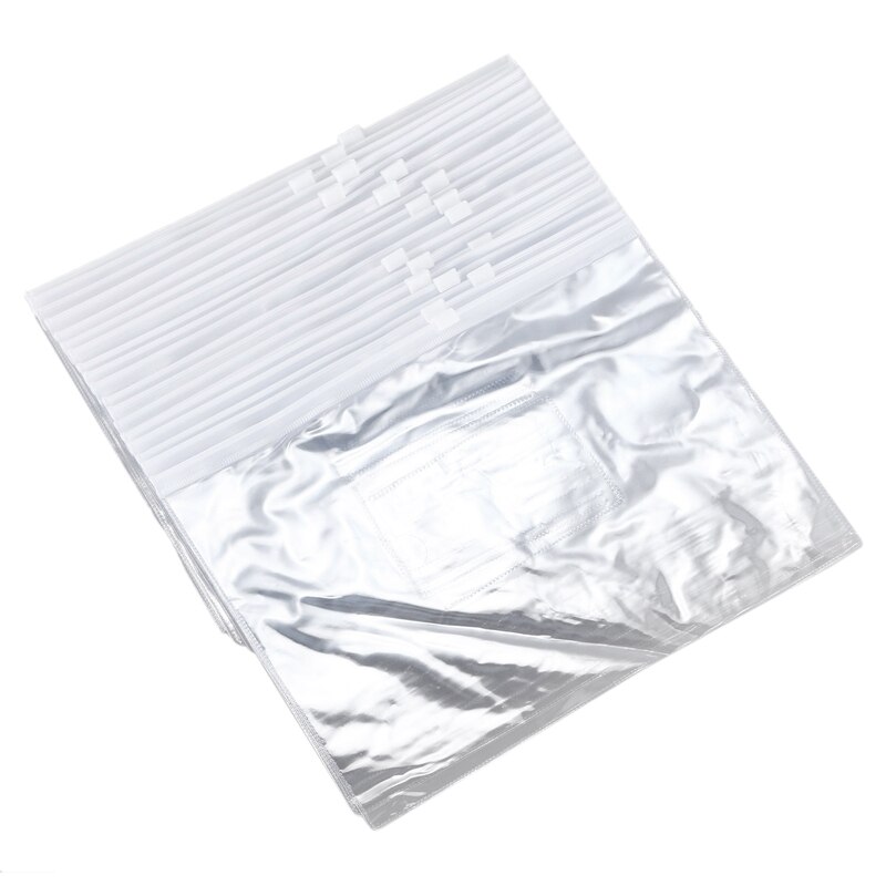 20 Stuks A5 Papier Size Blauw Slider Grip Handvat Rits Transparante Enveloppen Voor Map Map: Default Title