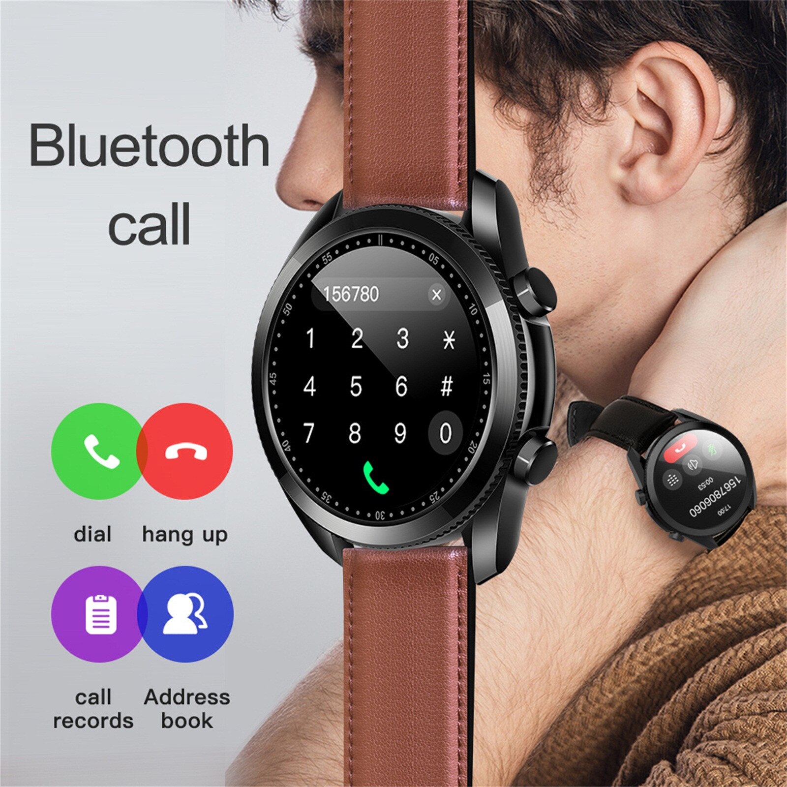 BEHATRD Smartwatch - 1.28" Touchscreen - Fitness Tracker - Heart Rate Monitor - IP67 Waterproof