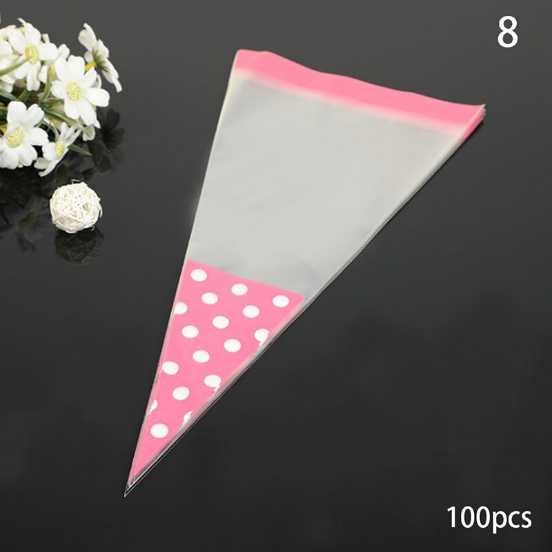 100pcs Transparent Süßigkeiten Verpackung Taschen Hochzeit Geburtstag Party Dekoration Süße Zellophan Candy Tasche Kegel Lagerung Verpackung Tasche: H