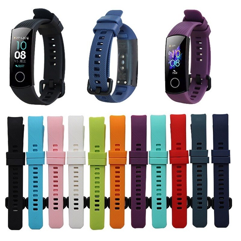 Pulseira de silicone para huawei honor band 4 5, acessórios inteligentes para pulseira honor band 5, pulseira com película protetora