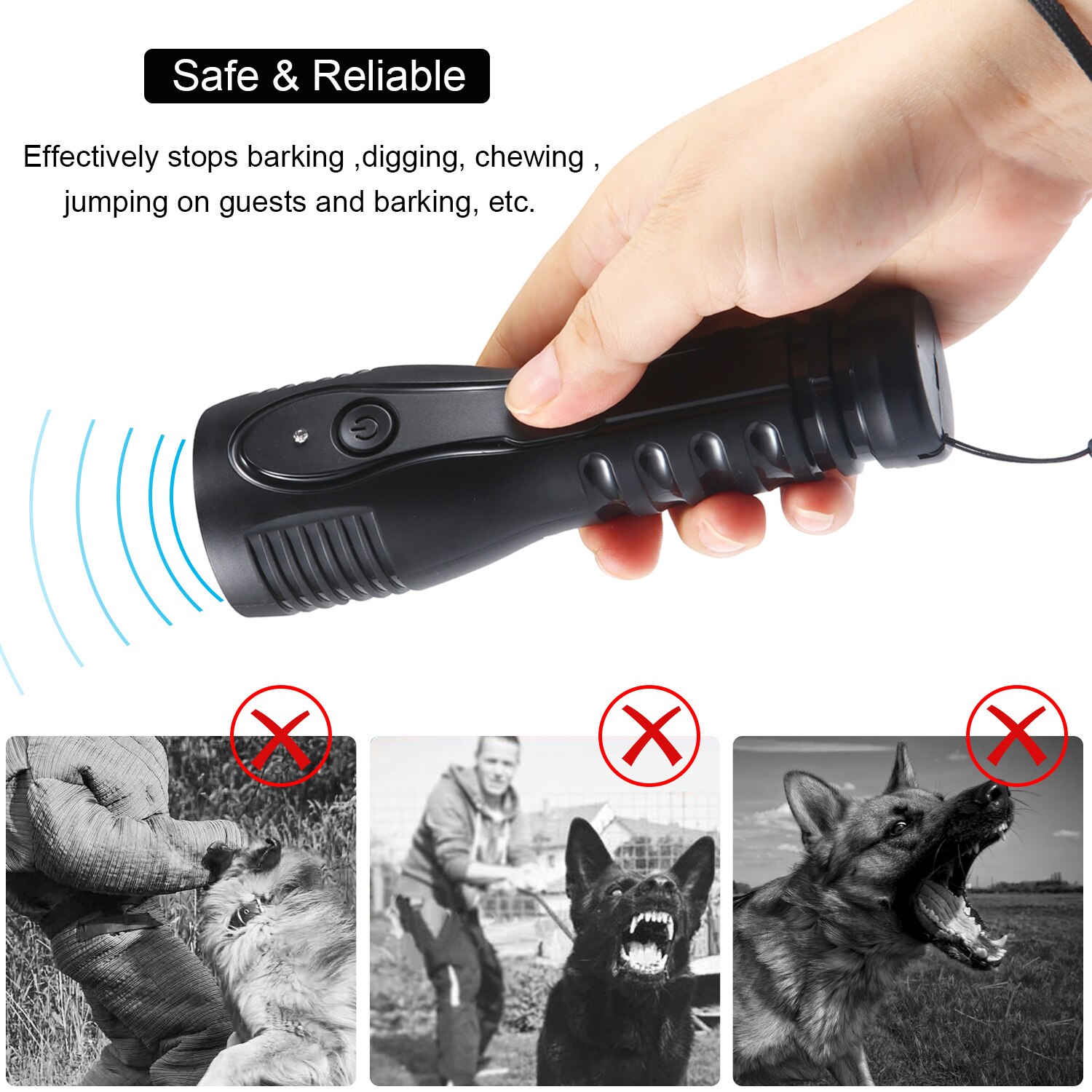 3 in 1 anti-barking stop-barking ultrasonic dog repeller outdoor bark pet trainer abs tool