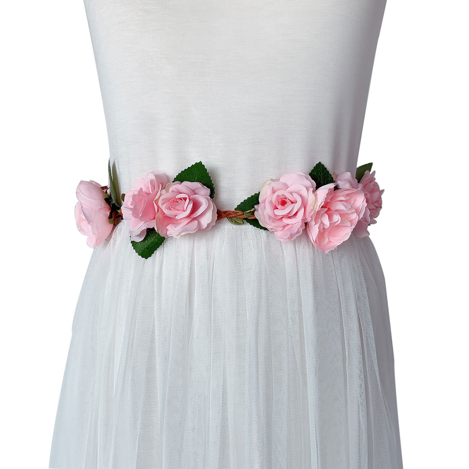 Ornamenti eleganti cintura fusciacche fatte a mano cintura da sposa simulato fiore rosa sposa festa festa fotografia vita ragazze: Colore rosa