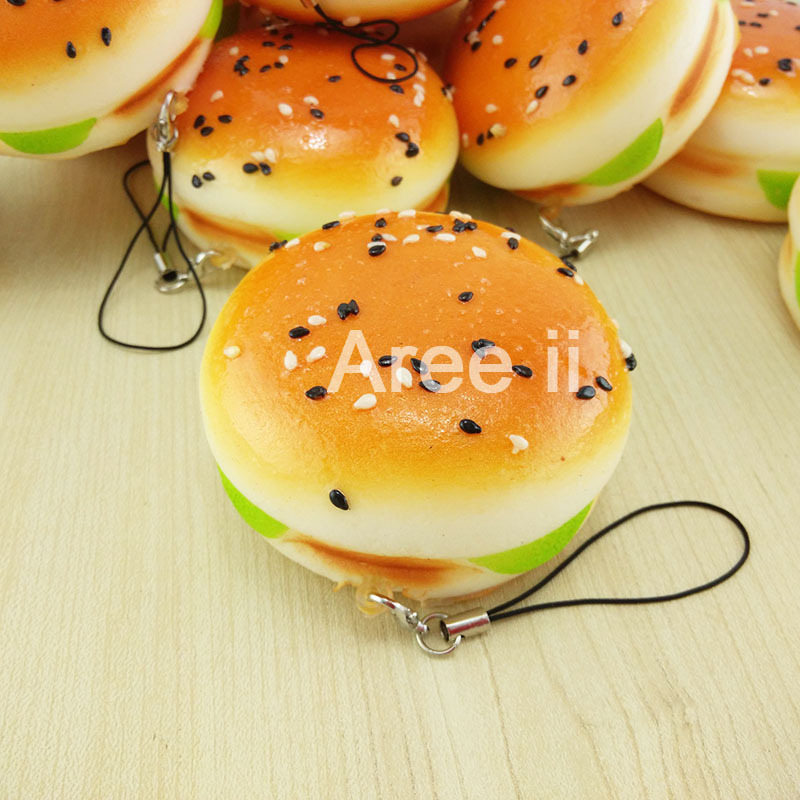 7CM Sesame Covered Squishy Hamburger Soft Bread Scented Food Simulation Toys