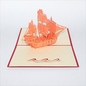 Cartes postales de Bon Voyage en vrac | Carte Kirigami de vœux en 3D, carte Pop Up personnalisée, papier artisanal, vœux joyeux anniversaire, pour fête de mariage, 1 pièce: Orange