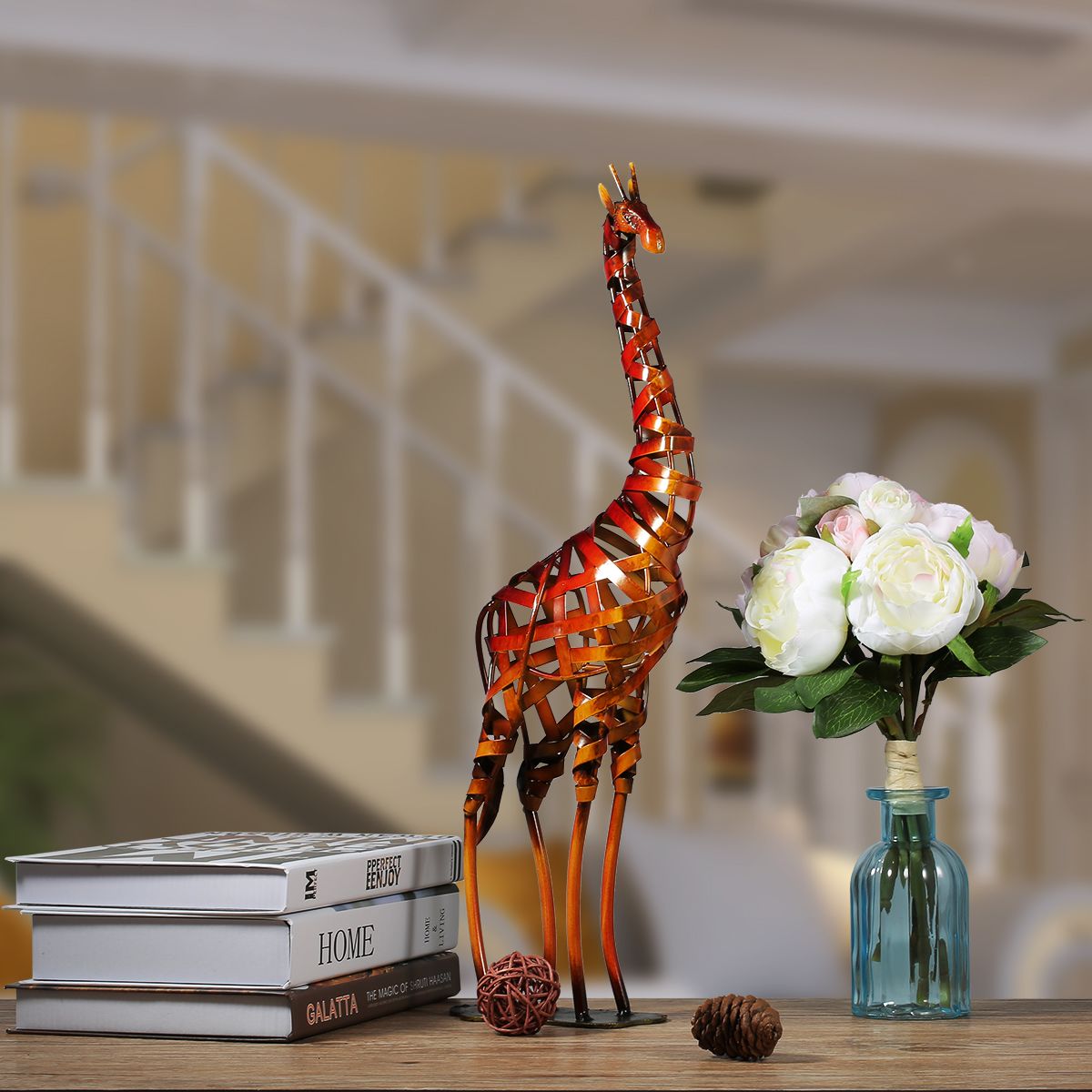 Giraffe Metalen Sculptuur Iron Gevlochten Handwerk Woninginrichting Woninginrichting Kunstwerk Woondecoratie