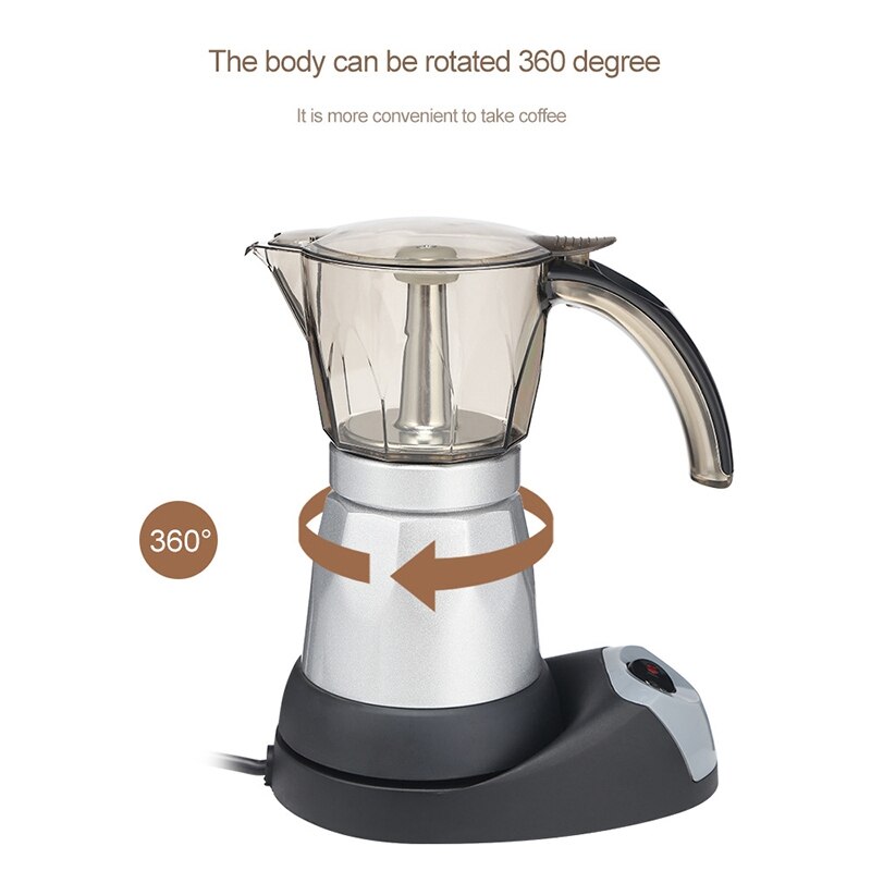 Electric Espresso Coffee Maker 300Ml Portable Electric Coffee Machine Steel Espresso Pot Home Kitchen Tool EU Plug
