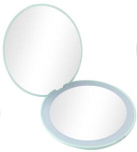 Espejo LED de bolsillo para maquillaje, Mini, portátil, con luz recargable, compacto, de mano, 1x aumento, plegable, espejo de belleza: 10X green