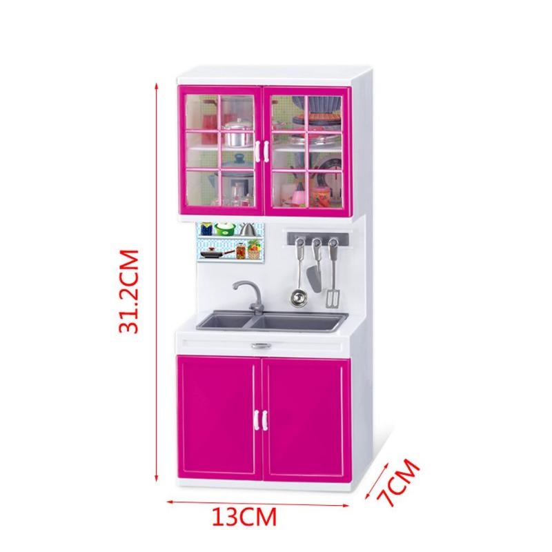 Pretend Play 3 in 1 Simulation Kitchen Set Cooking Cabinet Tool Tableware Dolls Suits Toys Puzzle Educational Doll for Girls