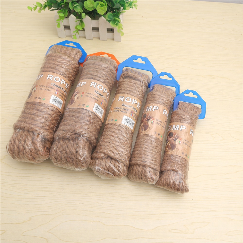 Natuurlijk henneptouw macramé jute touw touw huisdier krabpaal 4-12mm- pack doe-het-zelf knutselen handgemaakte bruiloft huisdecoratie