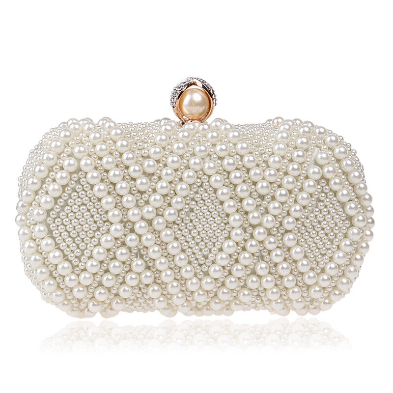 Pearl Clutch Tassen Party Wedding Champagne Portemonnee Vrouwen Witte Kleine Handtassen Elegante Avondtassen Keten Schoudertas FTB331: beige