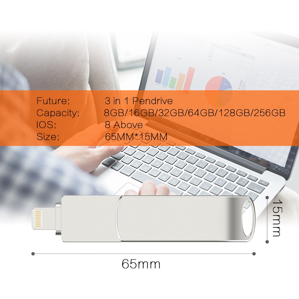 Khanmu-防水USBフラッシュドライブ,3-in-1ユニット,8-16-32-64-128GB,256GB,3.0 GB