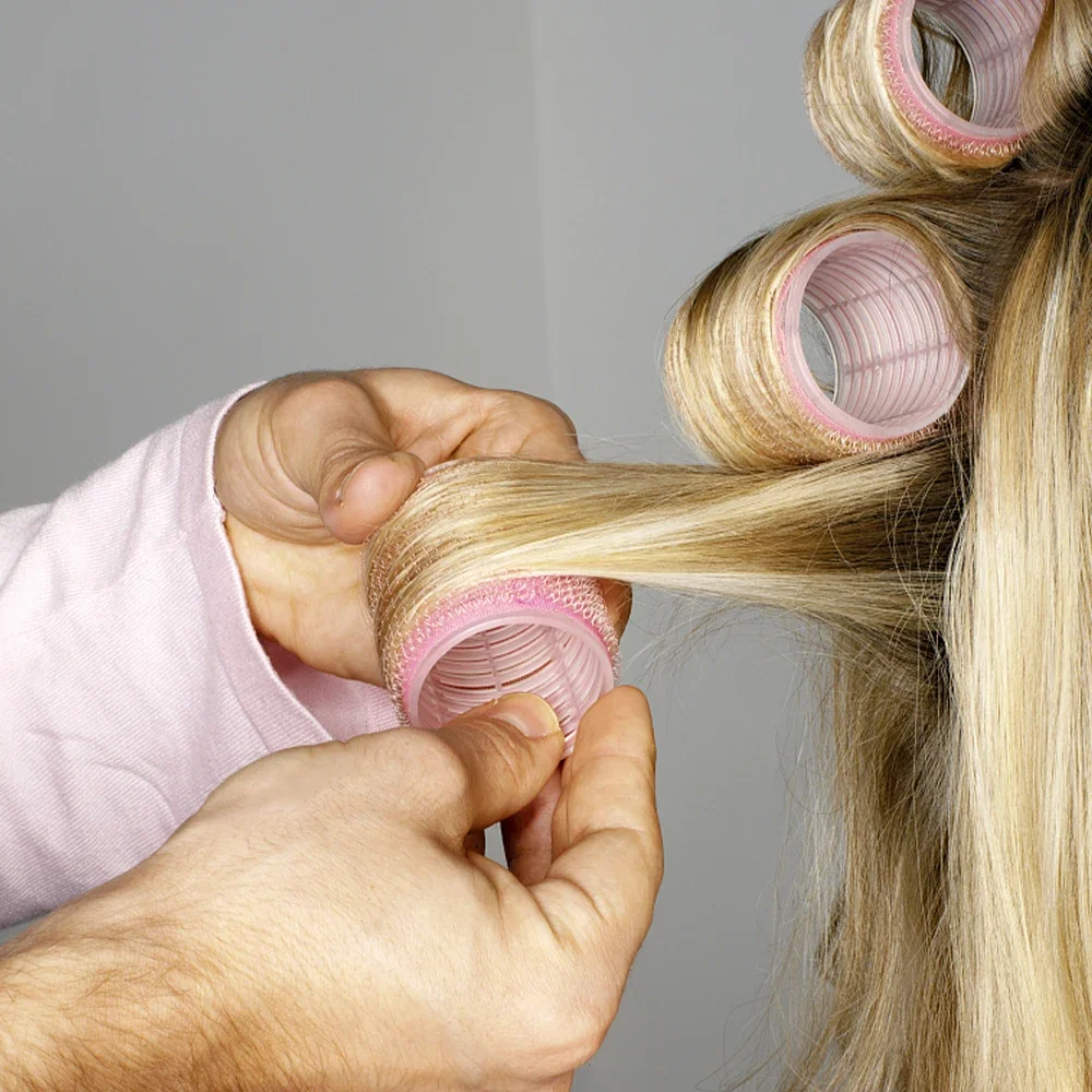 Självgreppande locktång hårrullar set olika storlekar och färger hårrullar styling lockverktyg gör-det-själv hårlocktänger