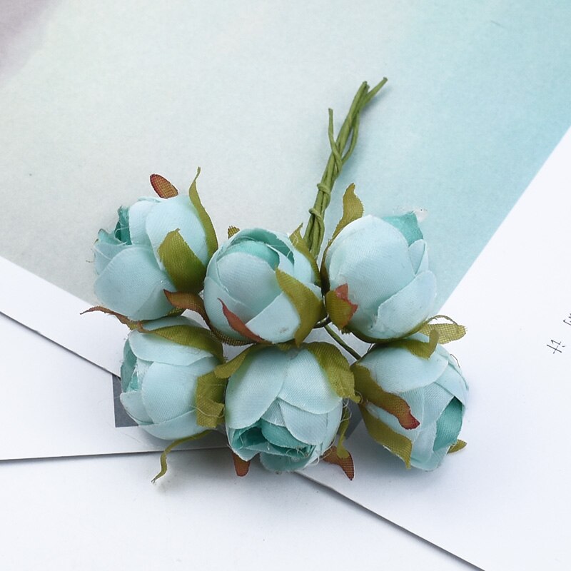 6 stykker dekorative blomster kranse kunstige blomster vaser til dekoration gør-det-selv bryllup dekoration boligdekoration tilbehør: 9