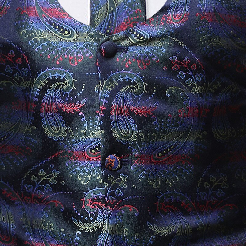 Vinröd paisley väst herr 3 st väst slips näsduksset märke bröllopsklänning väst herr chaleco hombre xxl