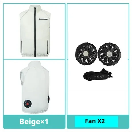 Complete set kleding met airconditioning, functioneel vest, zomerwerkkleding, outdoor kleding voor vissen, warmteafvoer en zonbescherming.: Ik / Wit